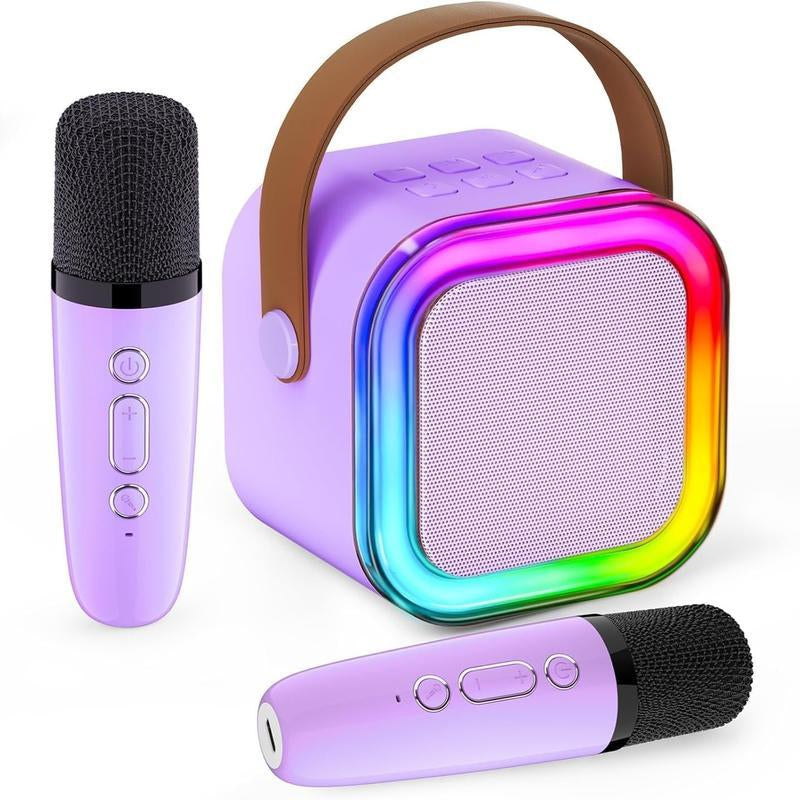 Mini Karaoke Machine with Microphone Sound System, Portable Karaoke Machine with 2 Wireless Microphones, Birthday Gifts for Girls and Children Aged 4-12, Family Gatherings,Tiktokshopbacktoschool