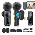 2 Pcs Wireless Lavalier Microphones for Iphone, Android, Ipad - Mini Wireless Clip-On Microphones Crystal Clear Sound Quality for Recording, Live Streaming,Vlog