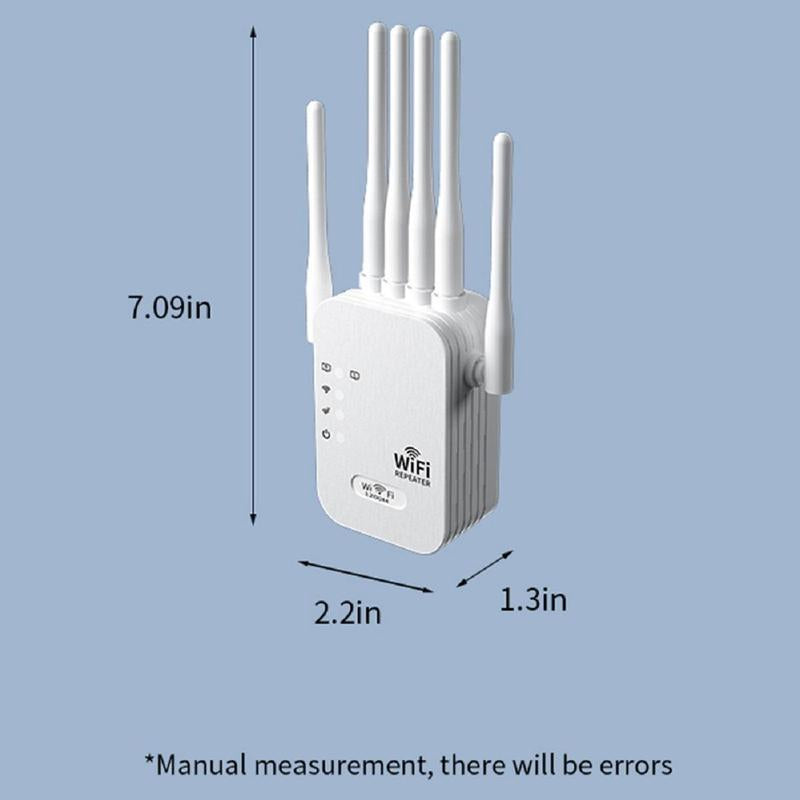 Wifi Extender, 1200Mbps Dual Band 2.4Ghz/5Ghz Signal Booster with 6 High-Gain Antennas, Covers up to 2000 Sq. Ft & 30 Devices,Repeater with Ethernet Port, Ideal for Home Studios, Remote Work