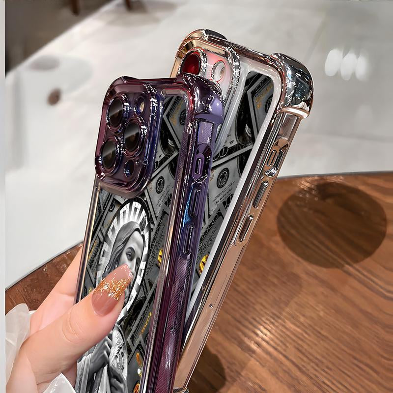 San Judas Tadeo Pattern Phone Case ,Electroplated Cover with Airbag Shockproof Soft TPU Cover for Iphone X 11 12 13 14 15 16 17 Pro Max plus Air Money
