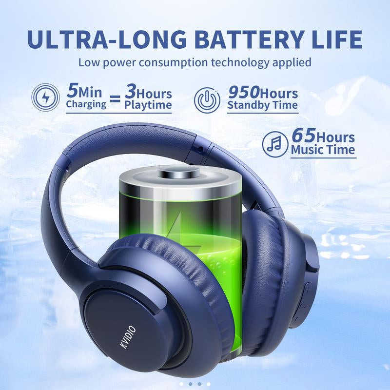 Electronic Wireless Bluetooth Headphones Over-Ear, Deep Bass Hi-Fi Stereo, 65H Playtime, Foldable Lightweight Headset with Mic for Ios/Android/Pc Headset Earbud Headphonesbluetooth Black #Tiktokshopholidayhaul Audio Wirelessheadphone