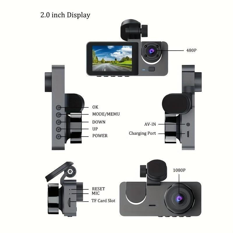 【QPJ】HD Driving Recorder，Super Night Vision, Loop Recording and 64GB Memory Card, Car Charger for Free Automotive Dvr Convenient Cop Dashcam