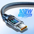 100W Fast Charging Type-C Data Cable, Intelligent Digital Display Phone Charging Cable, Wear-Resistant Nylon Braided Durable Data Cable for Iphone 15 & Android #TOP PICKS