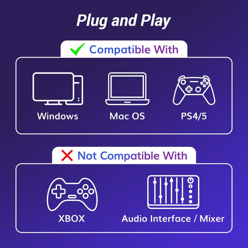 TONOR TC310 USB Streaming Gaming Microphone for PC, PS4/PS5, RGB Lighting, Easy Sound Control, One-Tape Mute, Mic with Mount Adapter