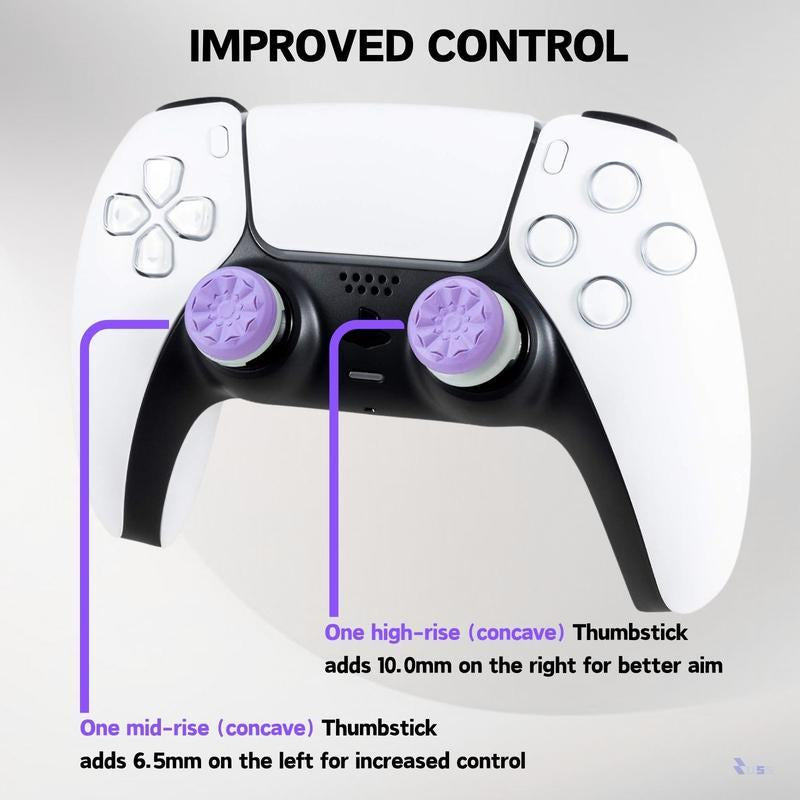 Gaming Grips with Thumbsticks, Thumbsticks Grips for PS4/PS5, XBOX, Professional Thumb Grips Joystick Cap Analog Stick Cover,Thumbsticks - 1 High-Rise & 1 Mid-Rise PS5/4