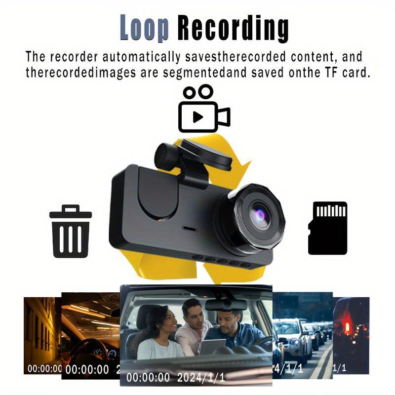 【QPJ】HD Driving Recorder，Super Night Vision, Loop Recording and 64GB Memory Card, Car Charger for Free Automotive Dvr Convenient Cop Dashcam